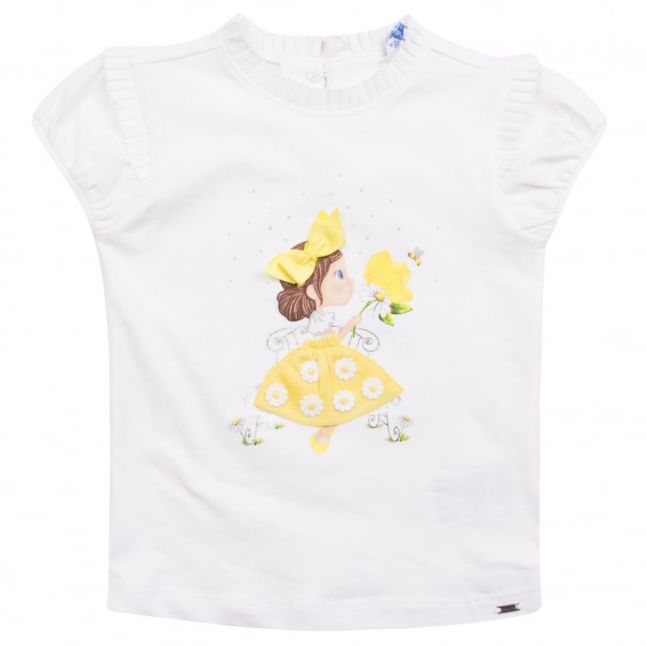 Girls White & Yellow Doll & Daisy S/s T Shirt