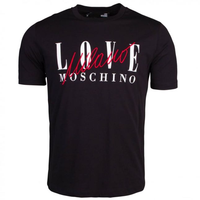 Mens Black Love Script Reg S/s T Shirt