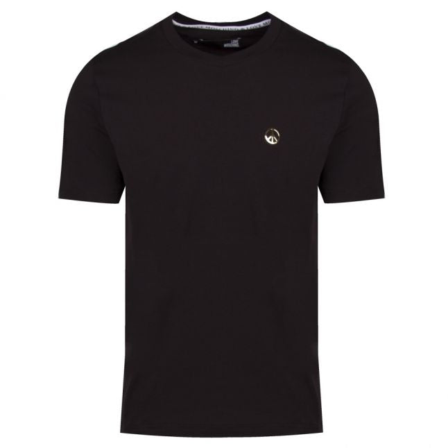 Mens Black Small Peace Badge Slim S/s T Shirt