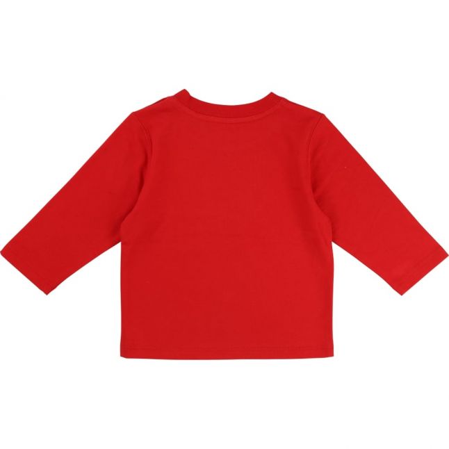 Boys Red Branded L/s T Shirt