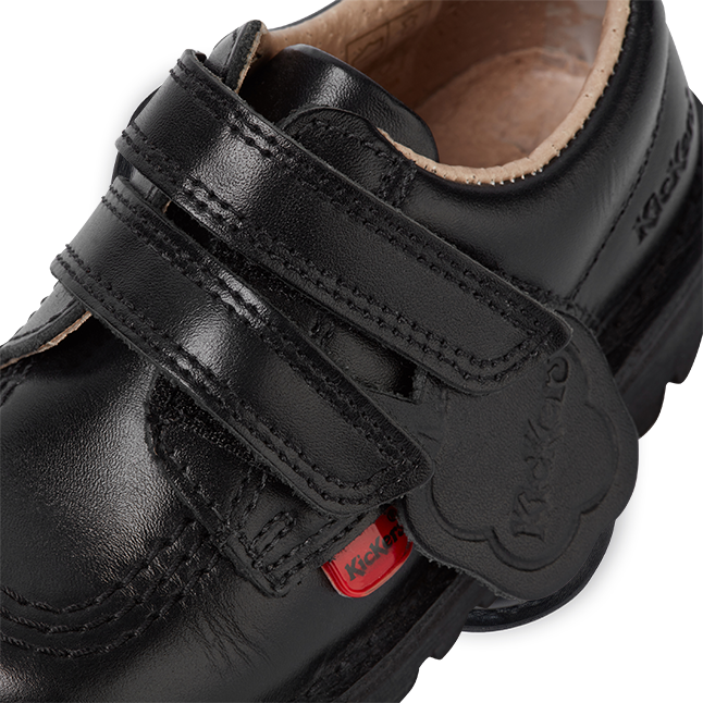 Infant Black Kick Lo Twin Strap Velcro Shoe (5-12)