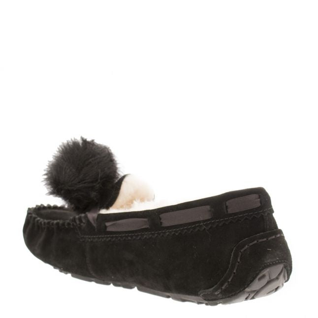 Womens Black Dakota Pom Pom Slippers