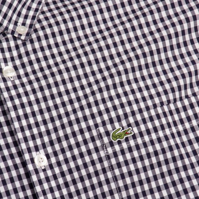 Mens Navy and White S/s Check Shirt