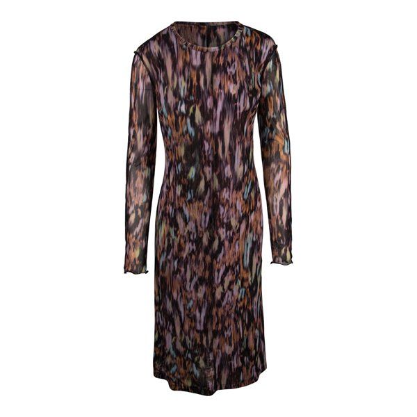 Womens Black Printed Mesh Midi Dress