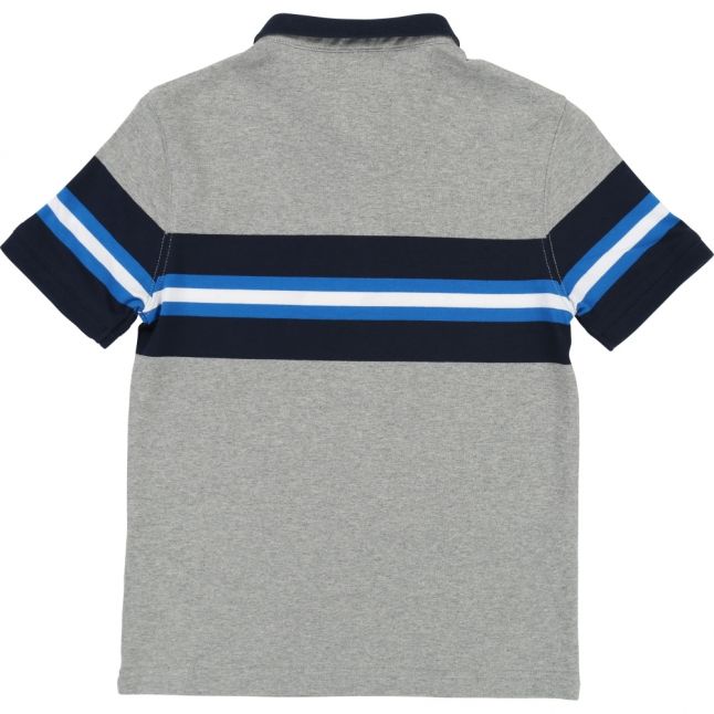 Boys Grey Stripe Block S/s Polo Shirt