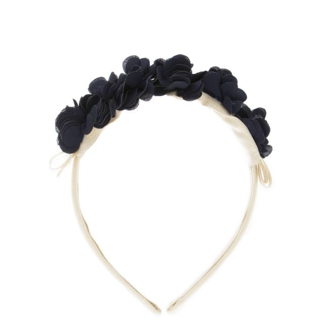 Girls Navy Flower Headband