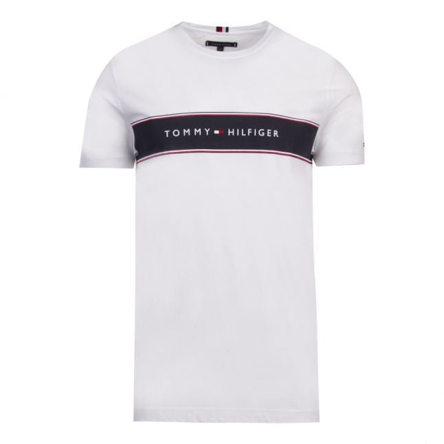 Mens White Logo Chest Stripe S/s T Shirt