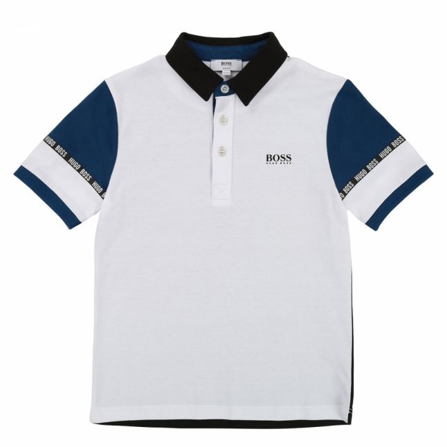 Boys Blue/White Branded Polo & Sweat Shorts Set