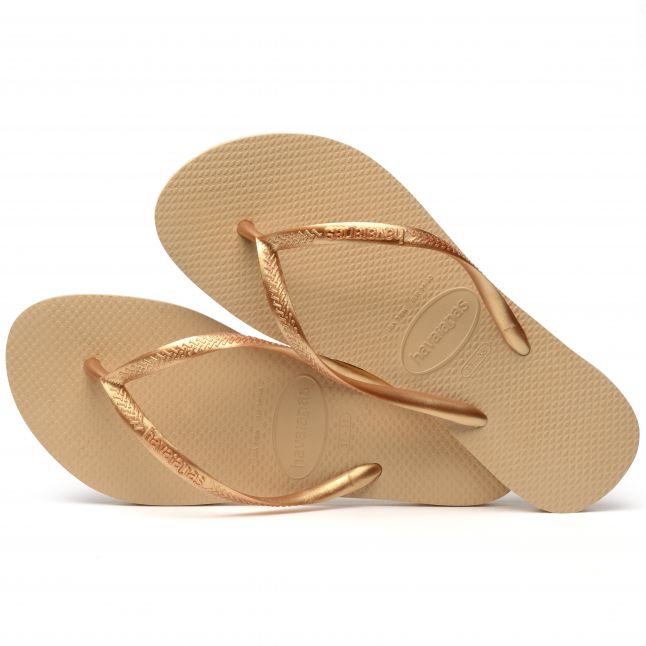 Womens Golden Slim Flip Flops