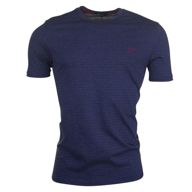 Mens French Navy Marl Textured Stripe S/s Tee Shirt