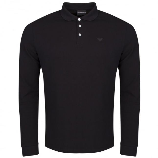 Mens Black Small Logo L/s Polo Shirt