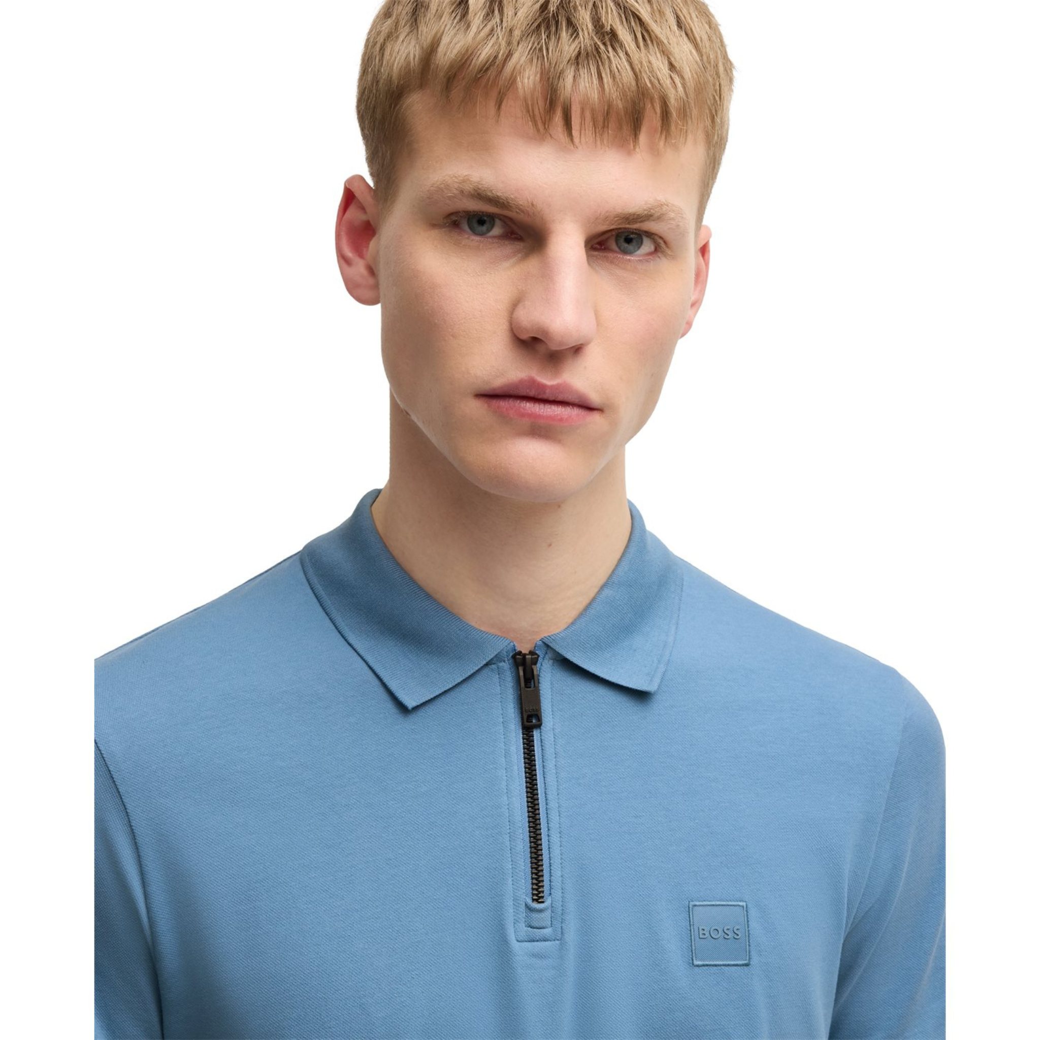 Mens BOSS Blue Passerzip S/s Polo Shirt