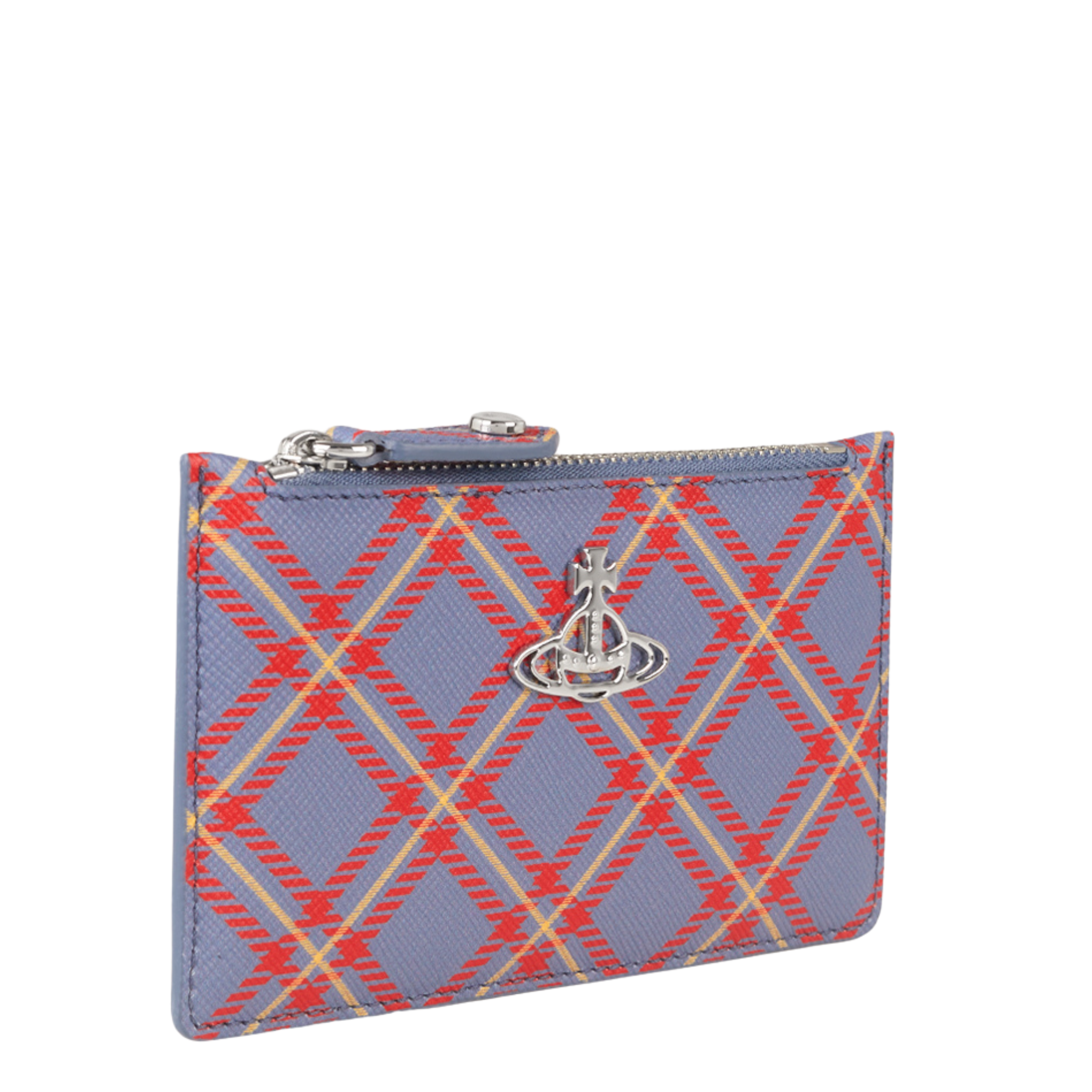 Womens Vivienne Westwood Blue/Orange Tartan Slim LG Card Holder