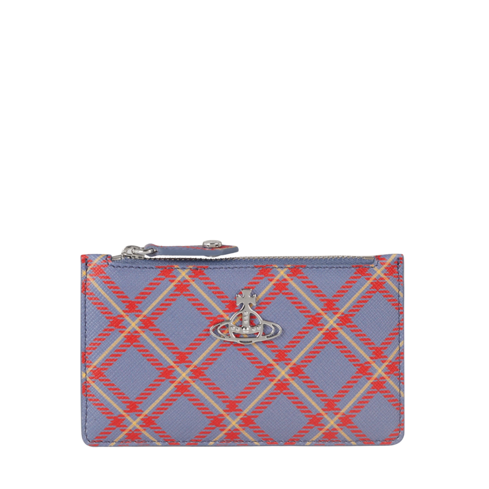 Womens Vivienne Westwood Blue/Orange Tartan Slim LG Card Holder