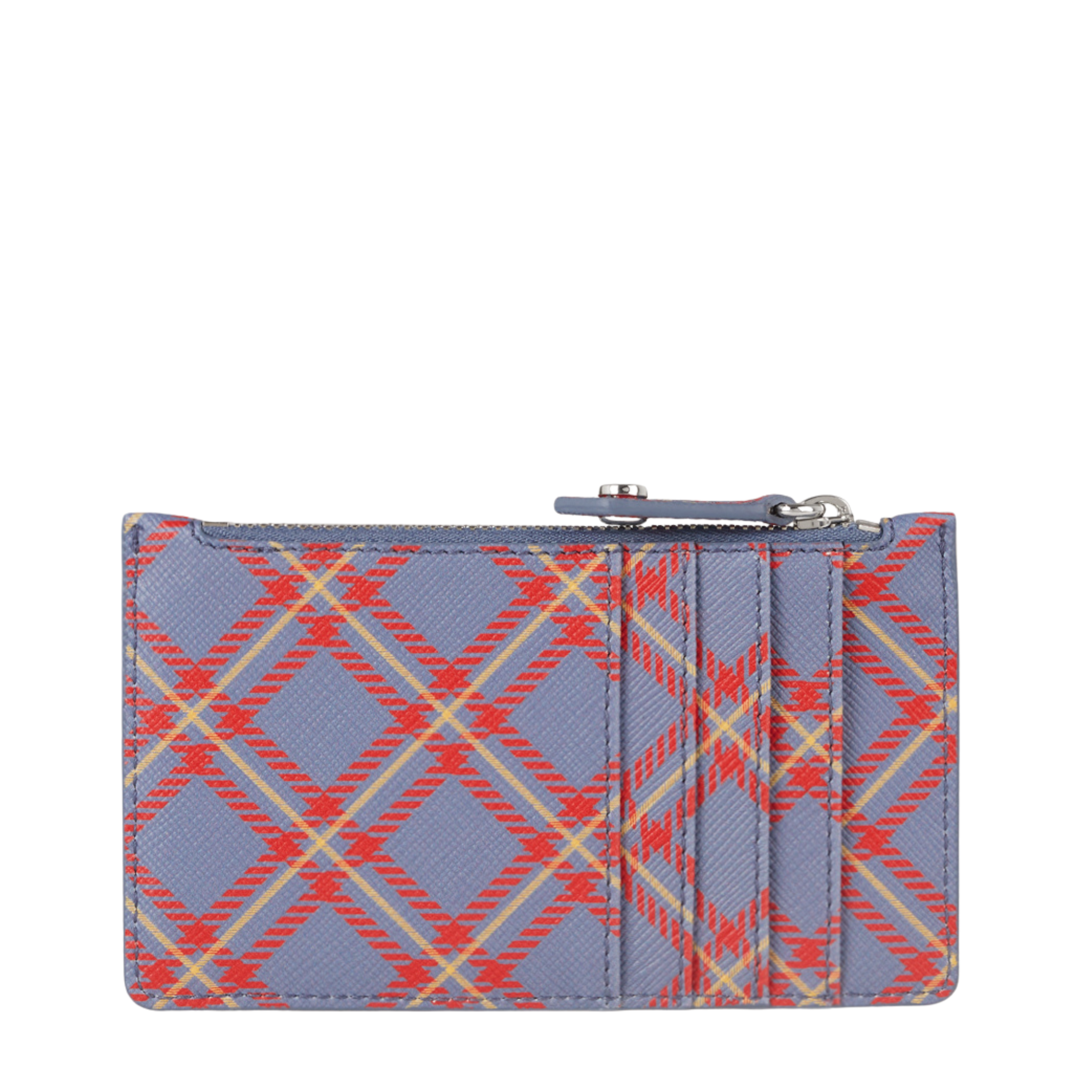 Womens Vivienne Westwood Blue/Orange Tartan Slim LG Card Holder