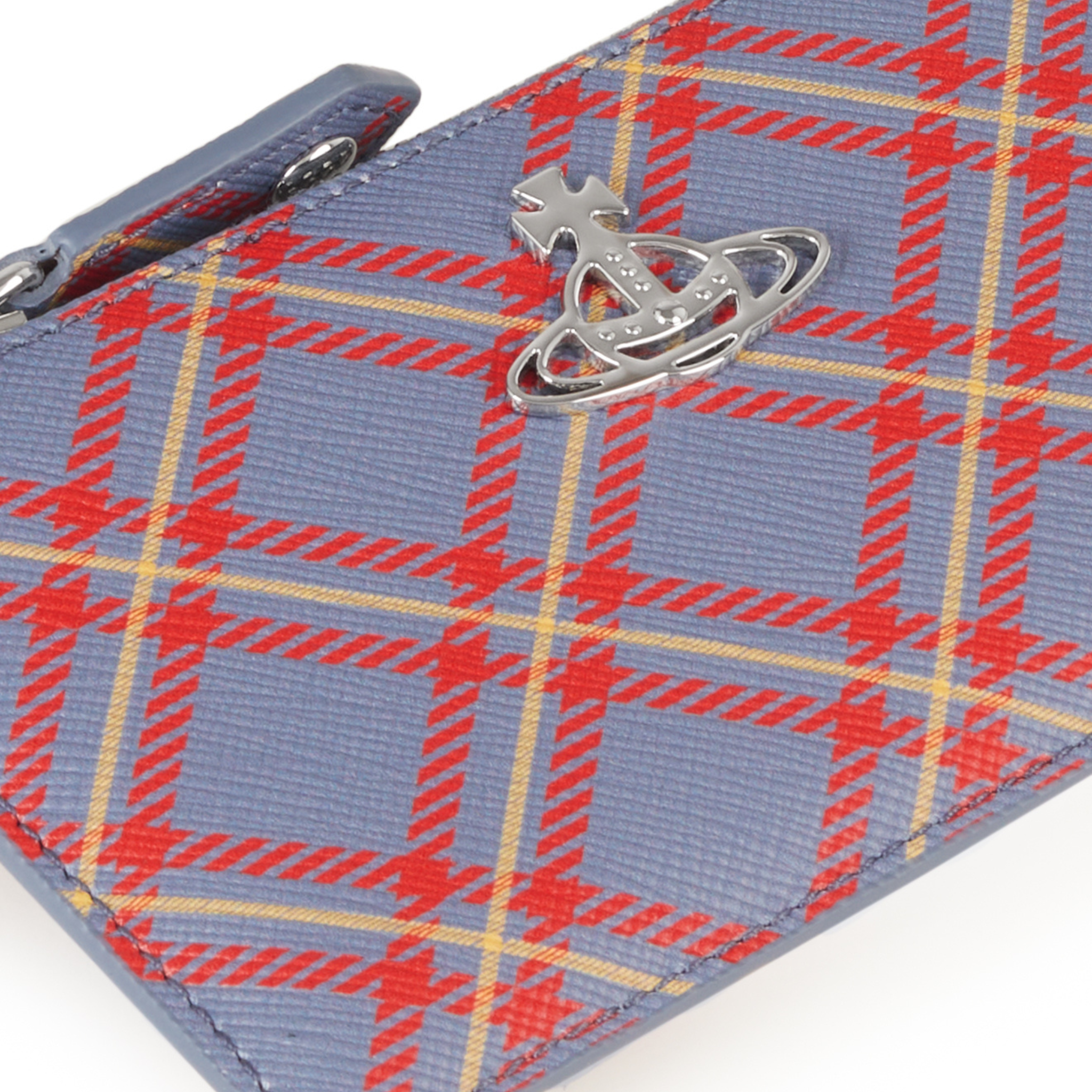 Womens Vivienne Westwood Blue/Orange Tartan Slim LG Card Holder