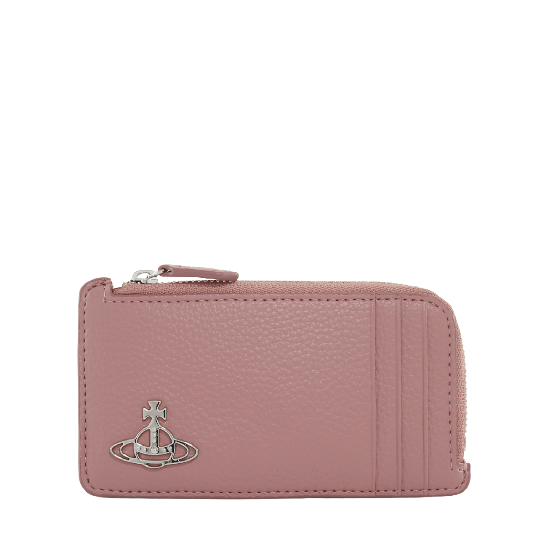 Womens Vivienne Westwood Pink PU Grain Zip Card Holder