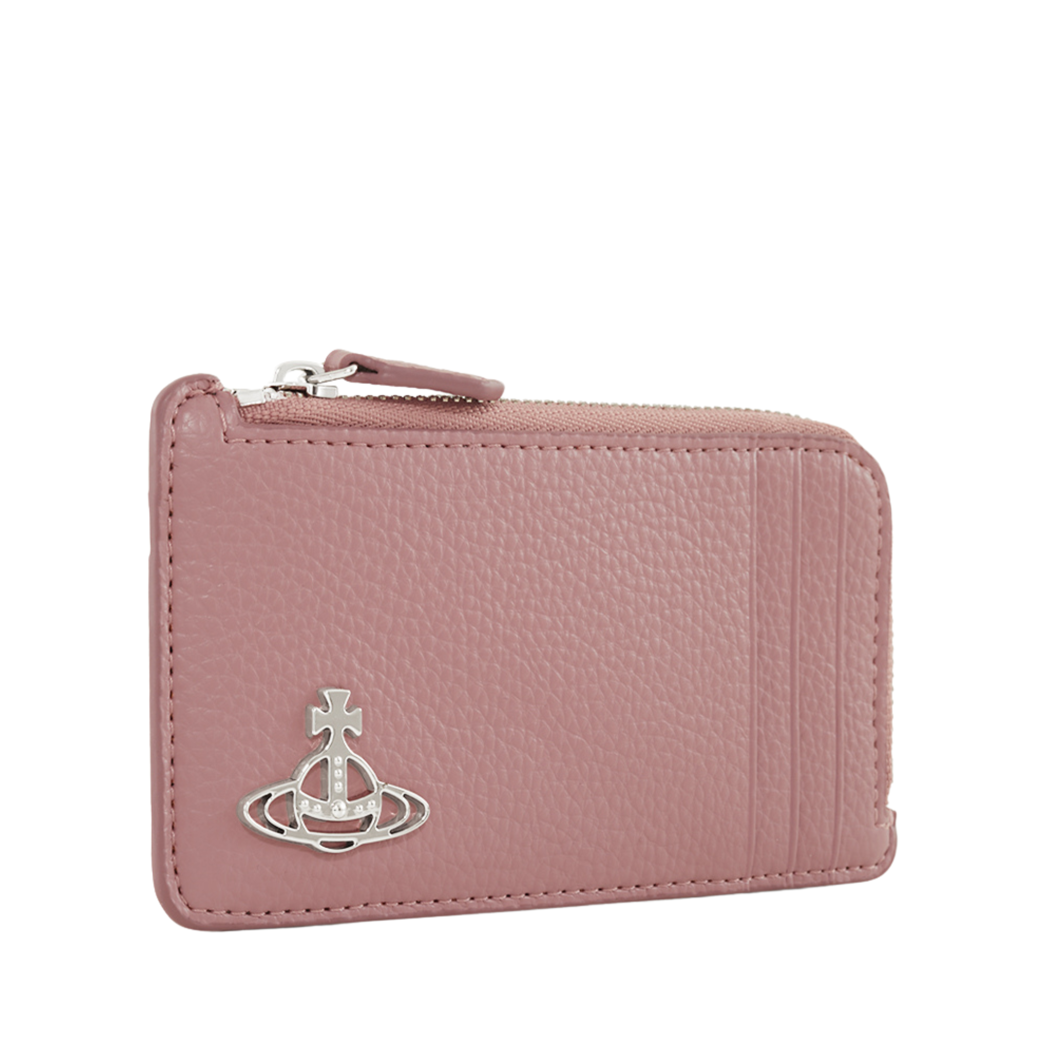 Womens Vivienne Westwood Pink PU Grain Zip Card Holder