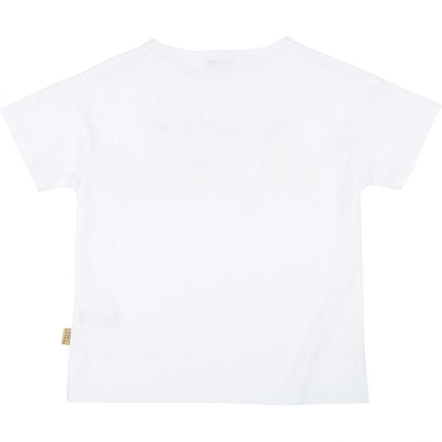 Girls White Embellished Logo S/s T Shirt