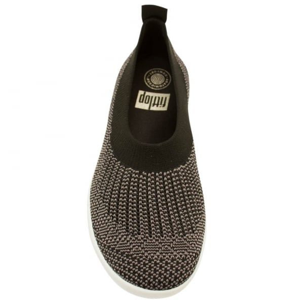 Womens Black & Charcoal Uberknit™ Slip-On Ballerina Pumps