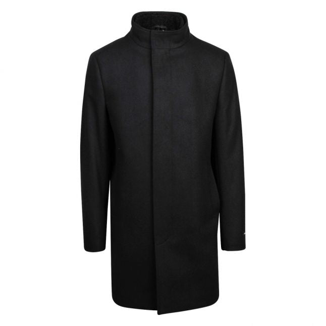 Mens Navy Margate Funnel Neck Wool Coat