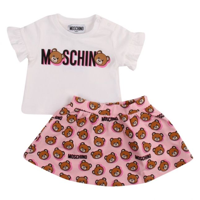 Baby White/Rose Toy Shadow T Shirt & Skirt Set