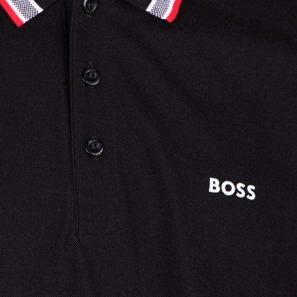 Mens Black Plisy Tipped L/s Polo