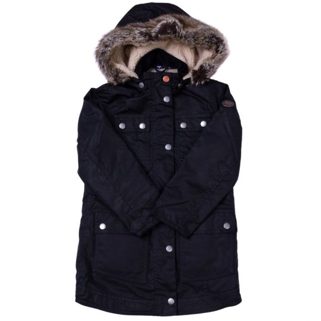 Girls Navy Carribena Waxed Jacket