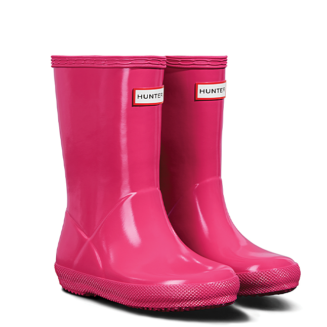 Kids Bright Pink First Gloss Wellington Boots (4-8)