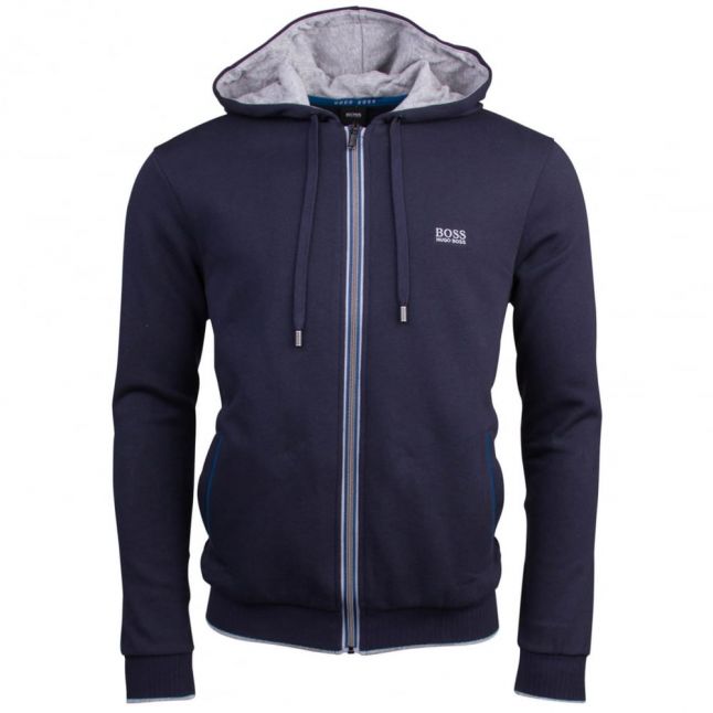 Mens Dark Blue Authentic Hooded Zip Sweat Top