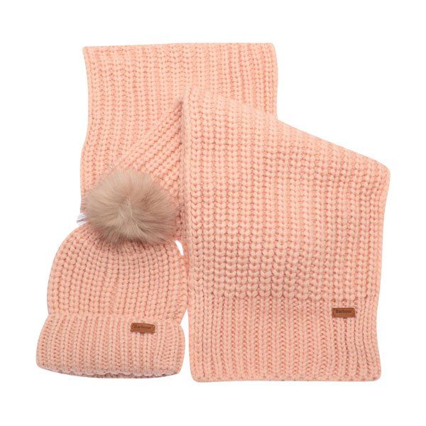 Womens Pink Saltburn Beanie + Scarf Set