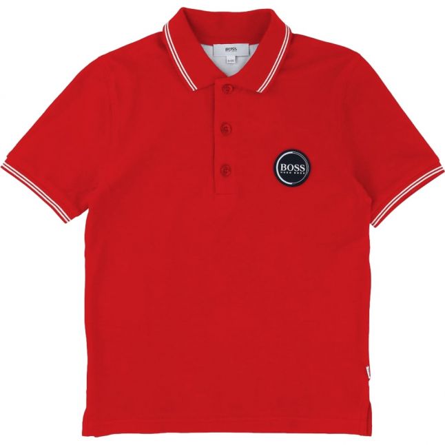 Boys Red Tipped Logo S/s Polo Shirt