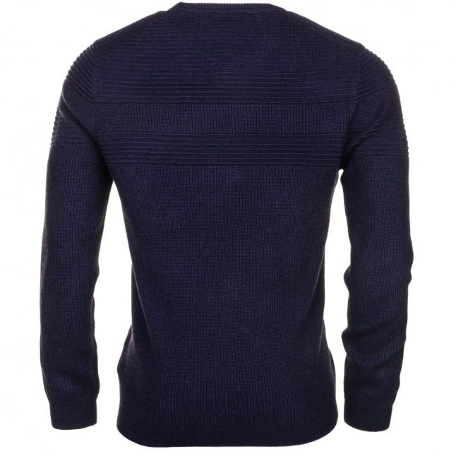 Mens Dark Blue Rossi Mixed Stitch Knitted Jumper