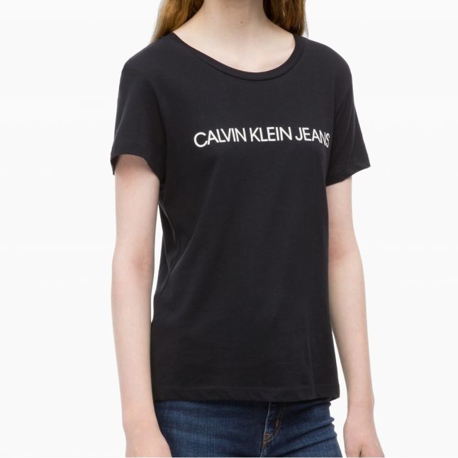 Womens Black Institutional Logo Slim Fit S/s T Shirt