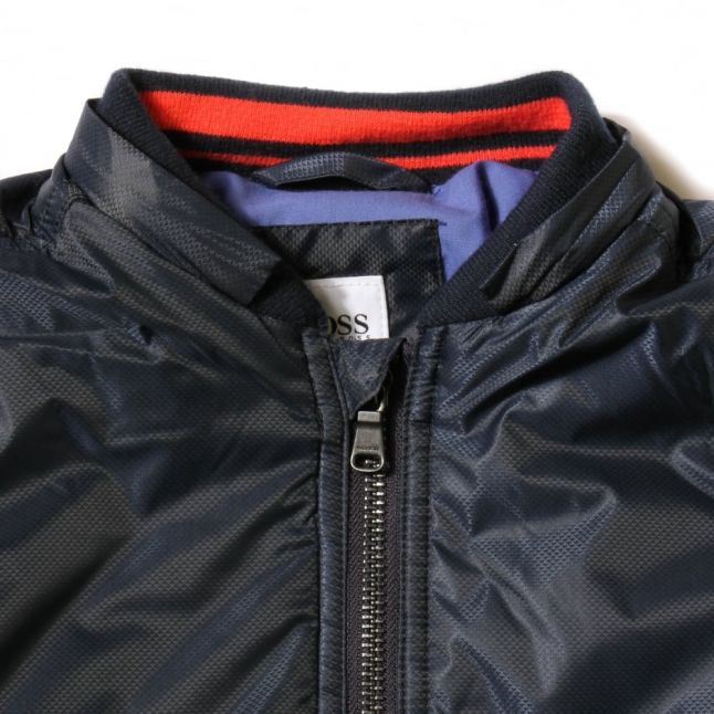 Boys Navy Branded Hooded Jacket