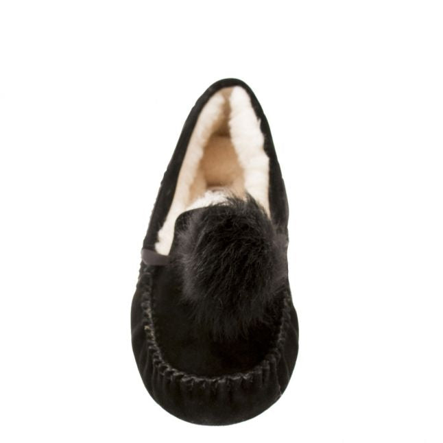 Womens Black Dakota Pom Pom Slippers