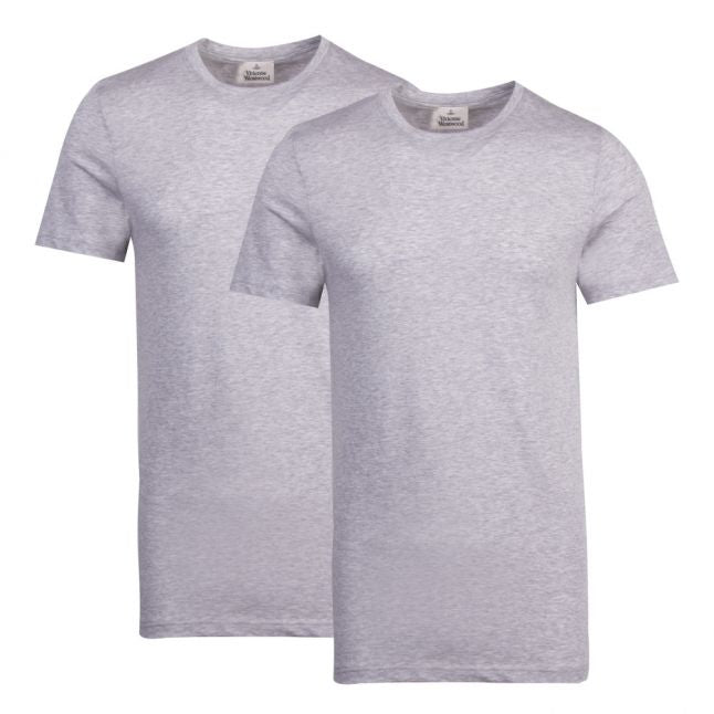 Mens Grey Melange Branded 2 Pack S/s T Shirts