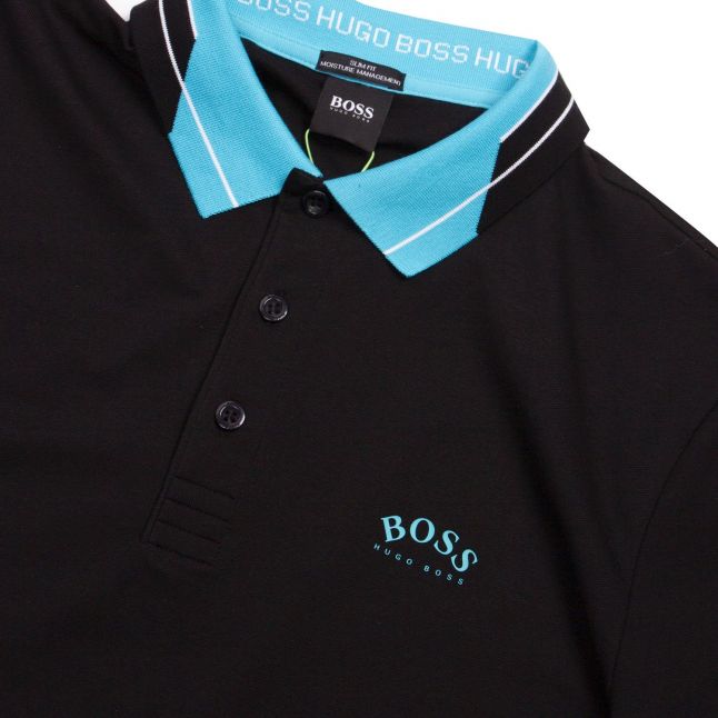 Athleisure Mens Black/Turquoise Paule Slim Fit S/s Polo Shirt