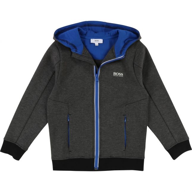 Boys Anthracite Tipped Hooded Zip Sweat Top