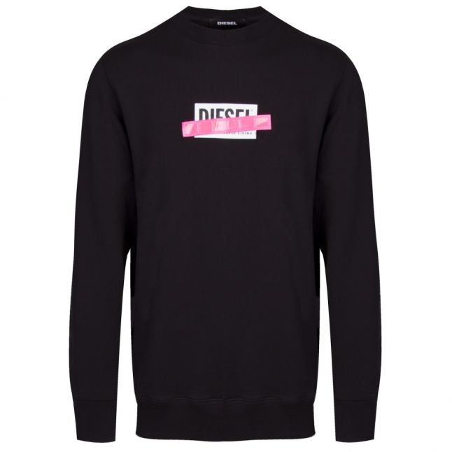 Mens Black S-Gir-Die Crew Neck Sweat Top