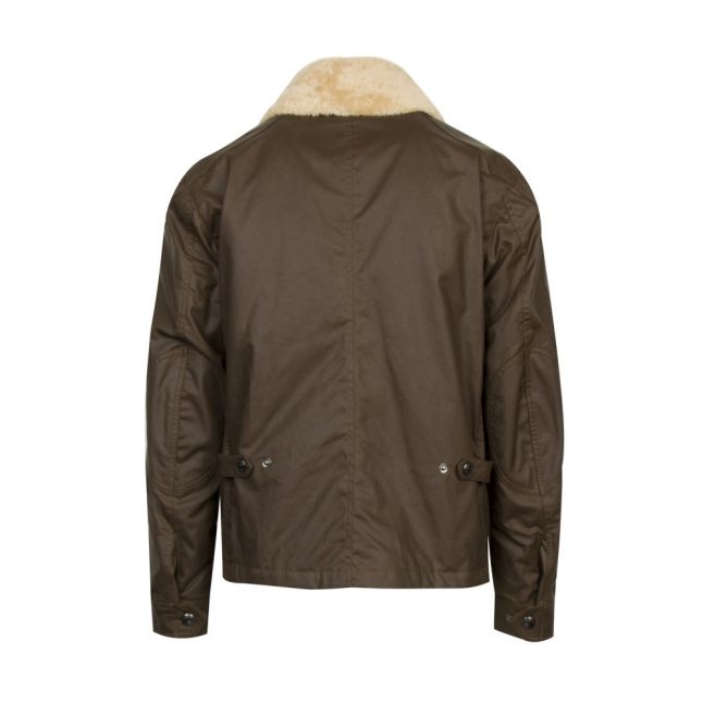 Mens Windsor Moss Patrol Shearling Collar Wax Jacket