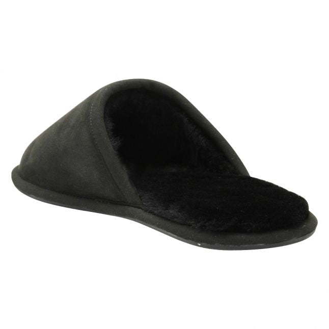 Mens Black Home Suede Slippers