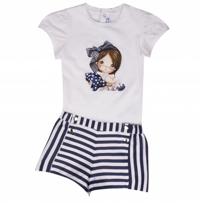 Infant Navy Polka Girl T Shirt & Shorts Set