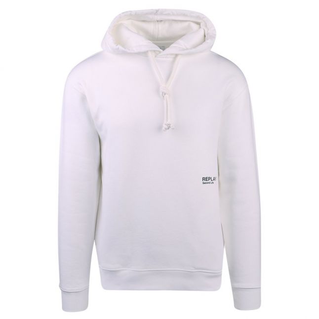 Mens White Off Centre Logo Hoodie