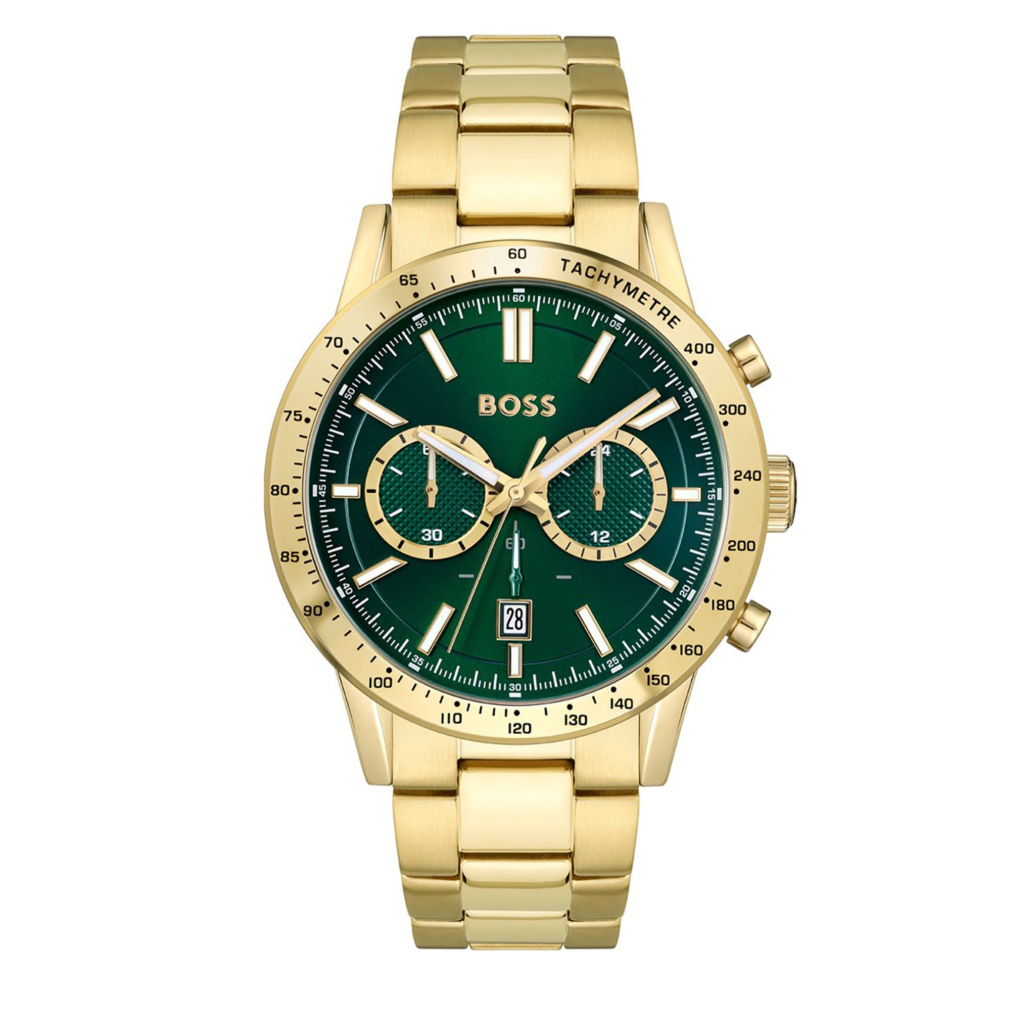 Mens BOSS Gold/Green Allure Bracelet Strap Watch