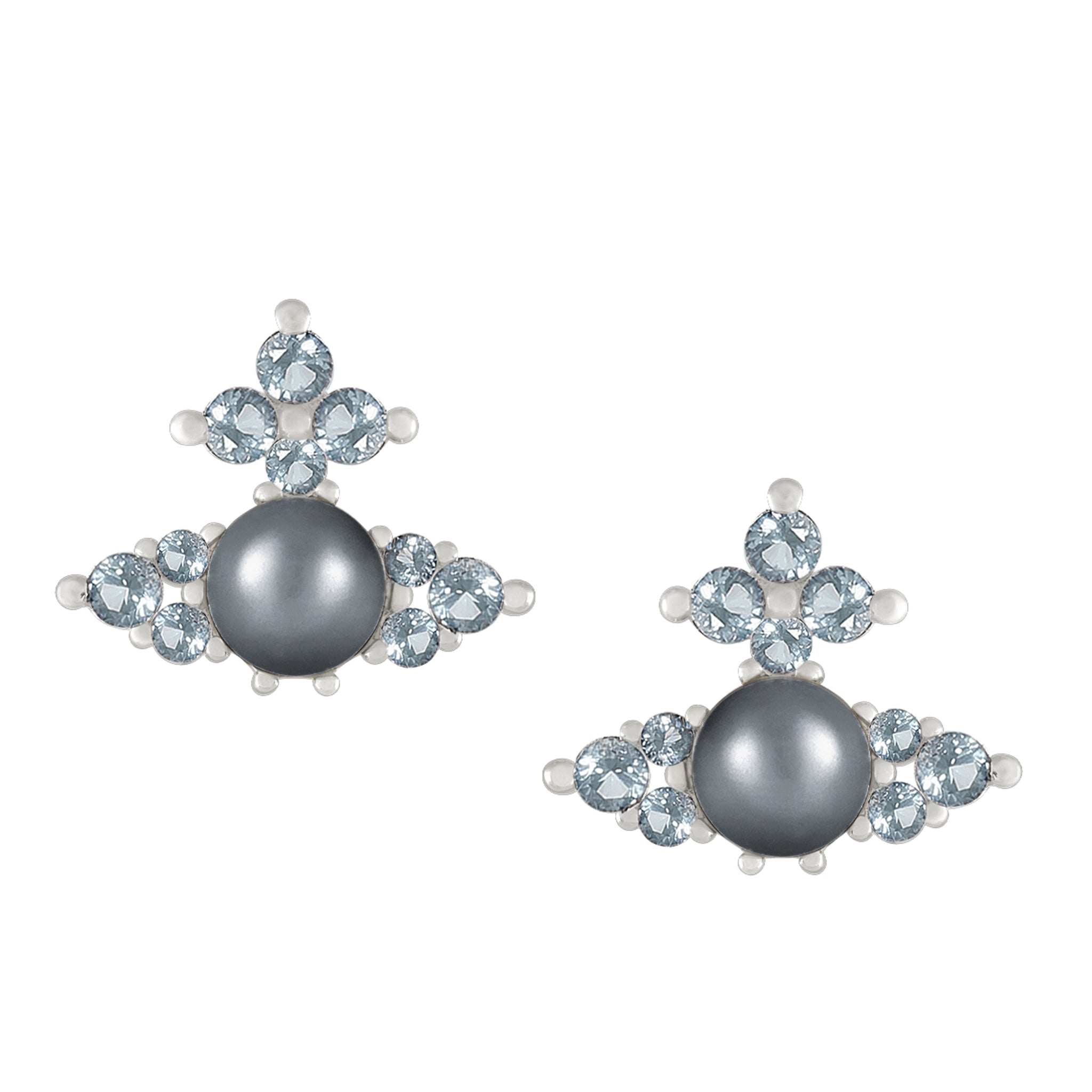 Womens Vivienne Westwood Platinum/Light Blue CZ Feodora Earrings