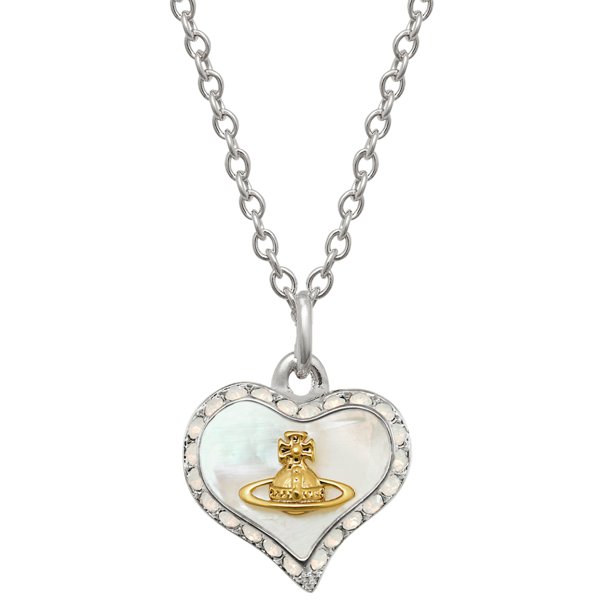 Vivienne Westwood Platinum/Gold/White MOP Petra Pendant Necklace