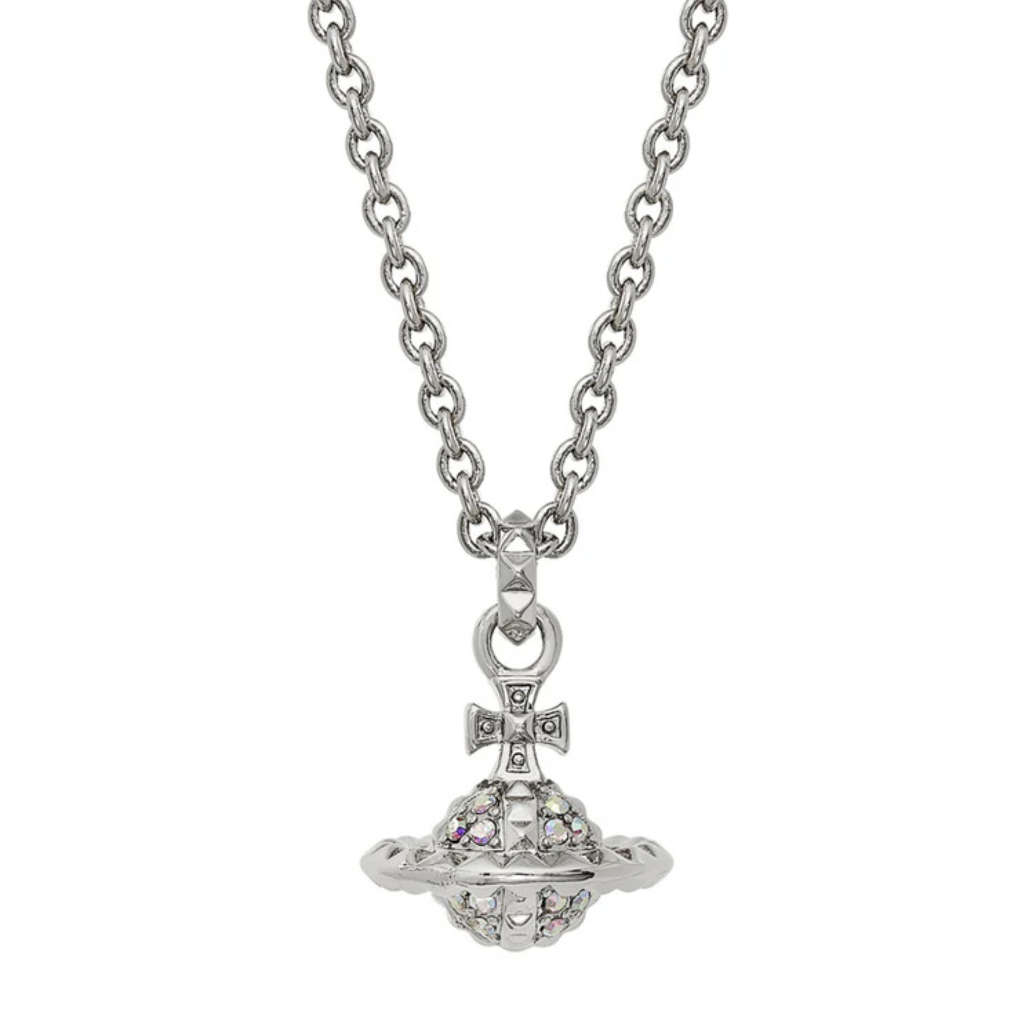 Vivienne Westwood Rhodium/Crystal Mayfair Small Orb Necklace