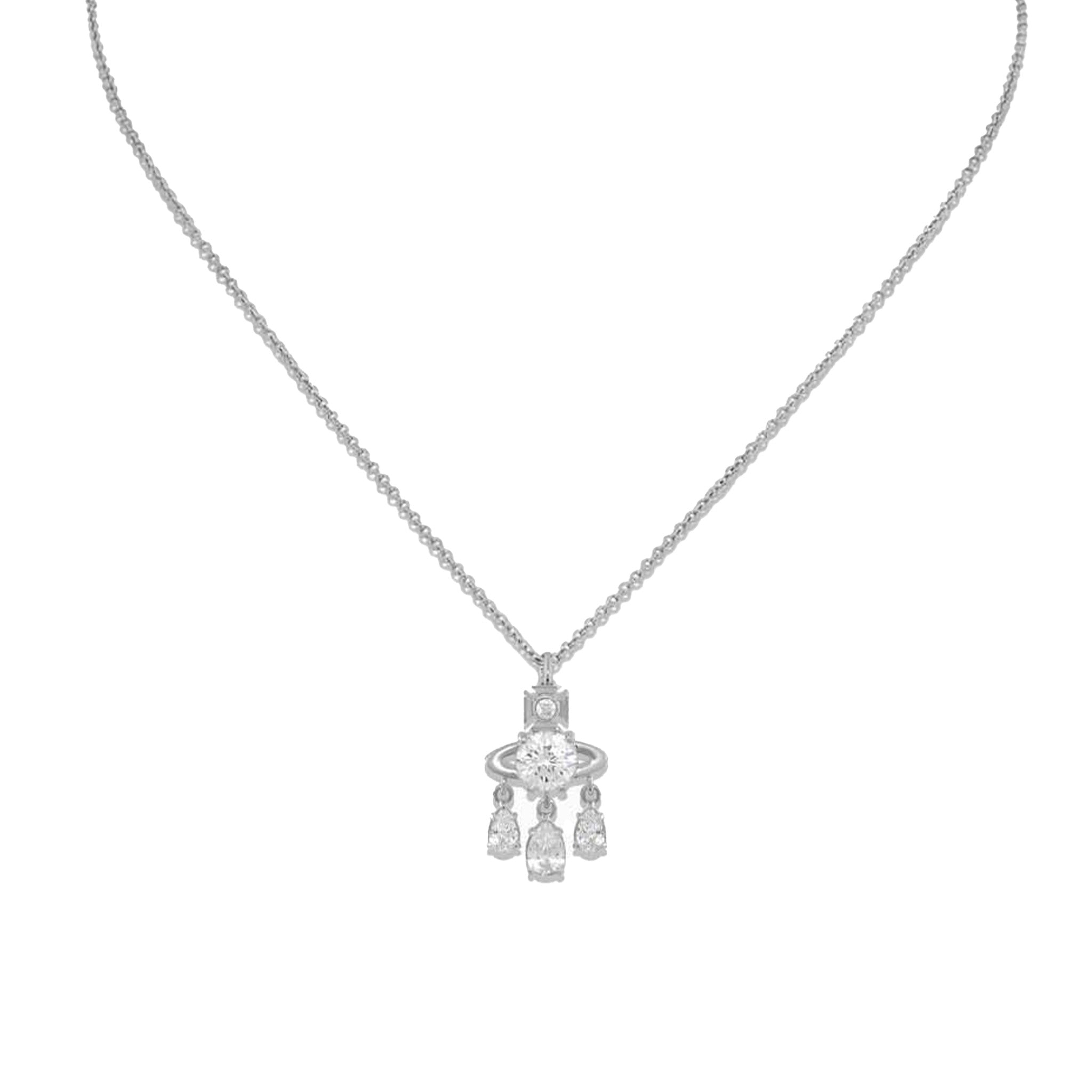 Womens Vivienne Westwood Platinum/White CZ Joaquina Pendant