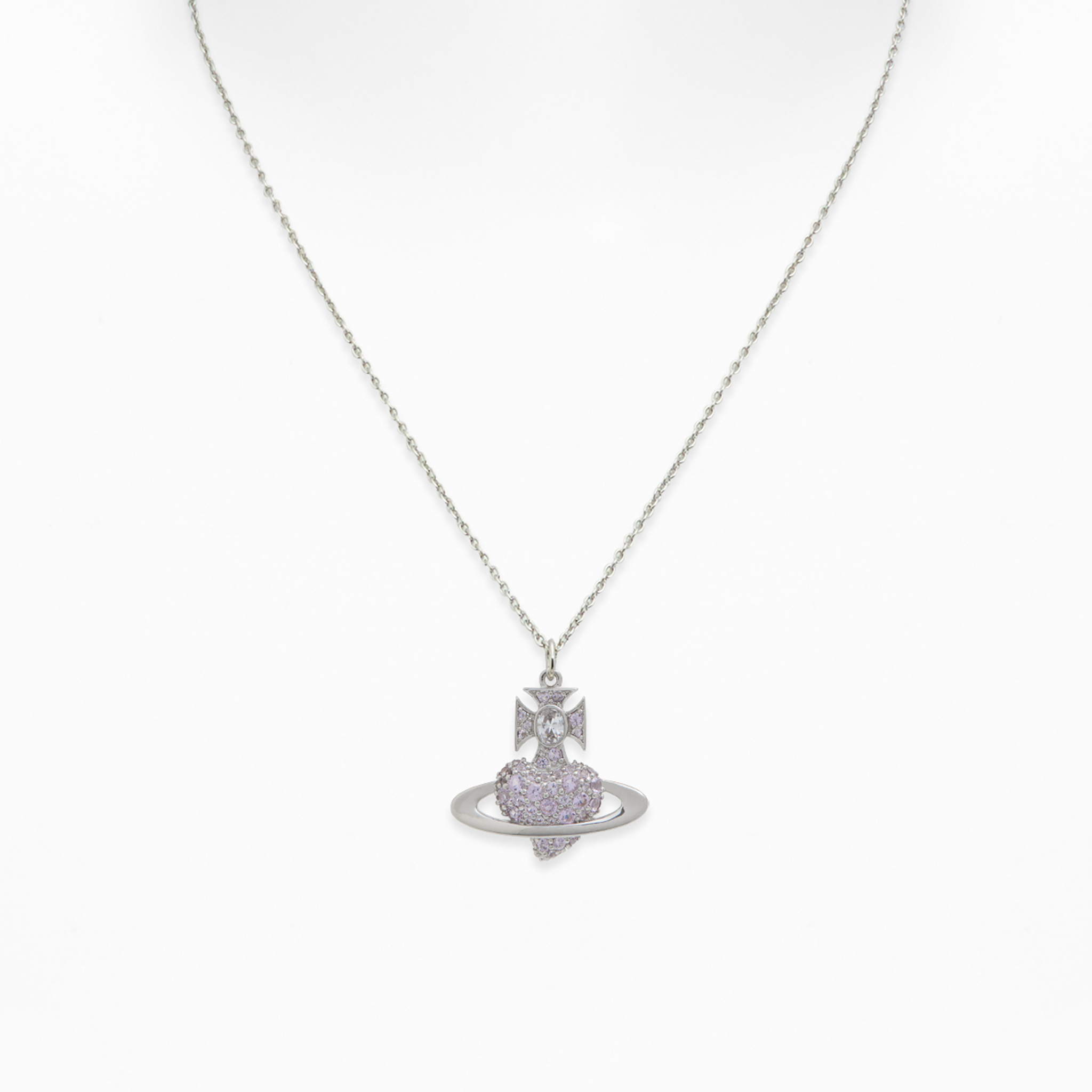 Vivienne Westwood Platinum/Lilac Agnatha Bas Relief Pendant Necklace